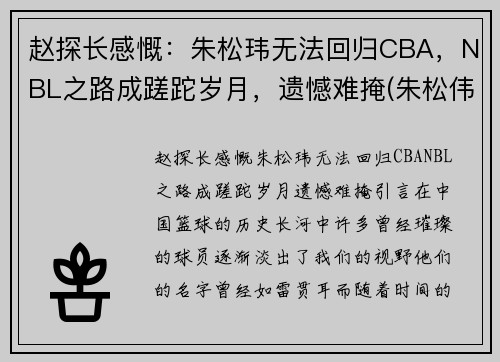赵探长感慨：朱松玮无法回归CBA，NBL之路成蹉跎岁月，遗憾难掩(朱松伟 cba)